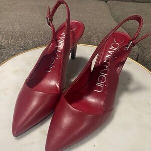 Calvin Klein Red Sling Back Heels- Size 8.5